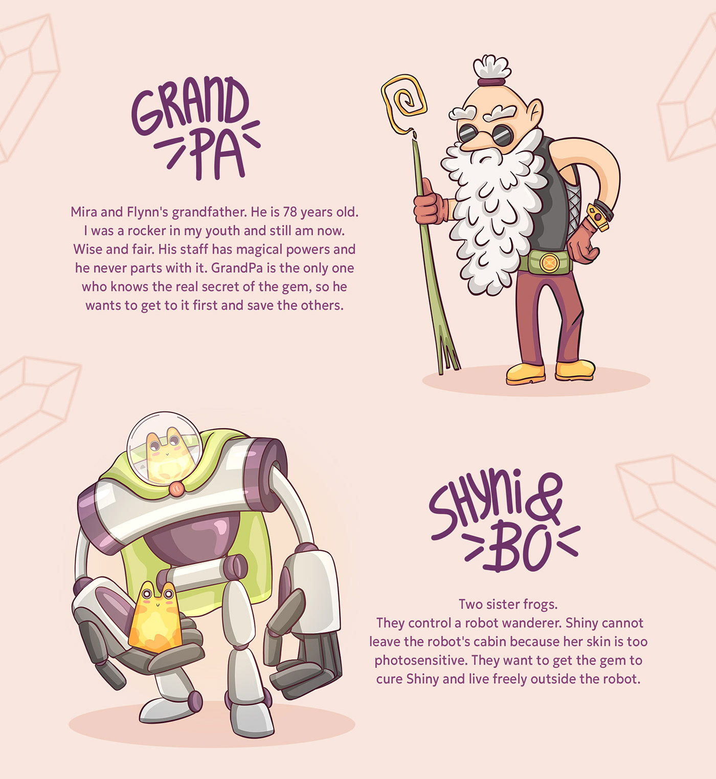 Cartoon character design. Old man rock music lover. Frogs mecha manage robot. cartoon illustration