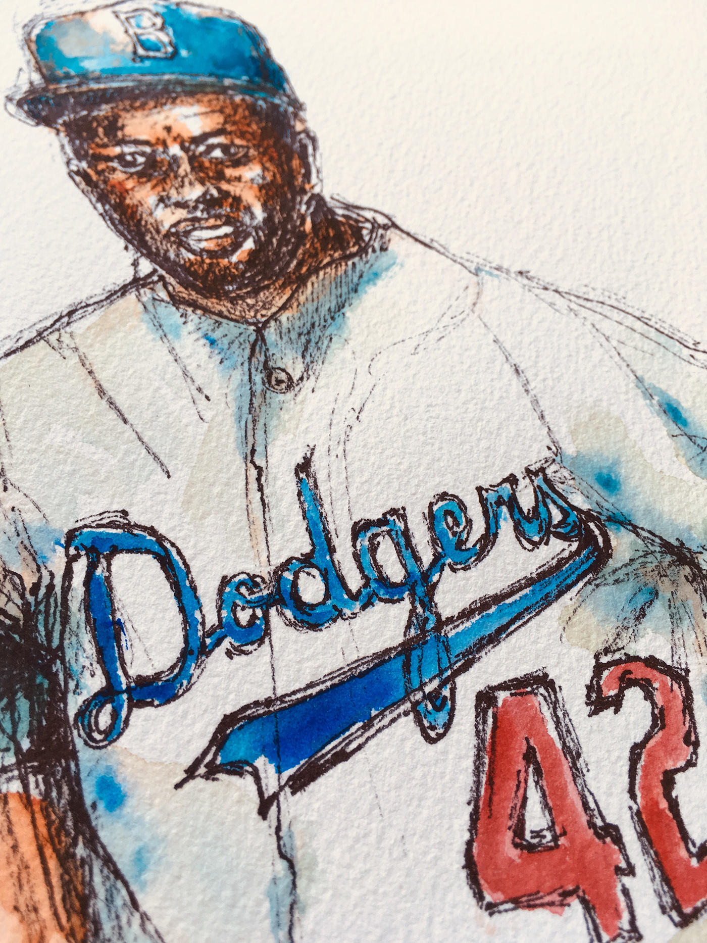 jackie robinson baseball watercolor