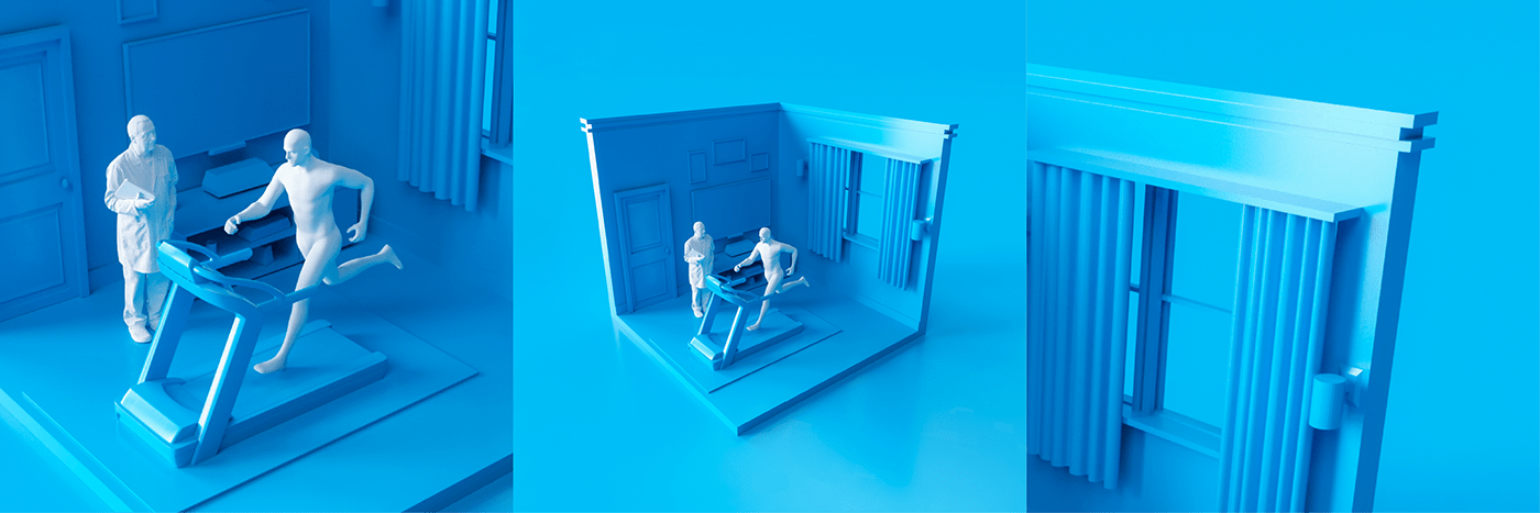 3D blue CGI model Render scene