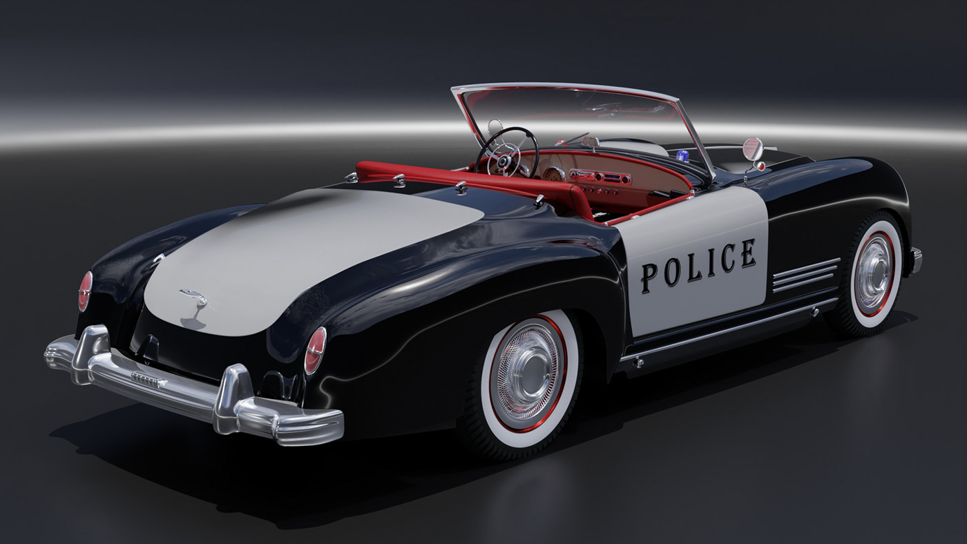 Police car vintage vintage car 3d modeling 3D police crime Nash-healey Nash-healey 1952 Nash-healey 1952(police)