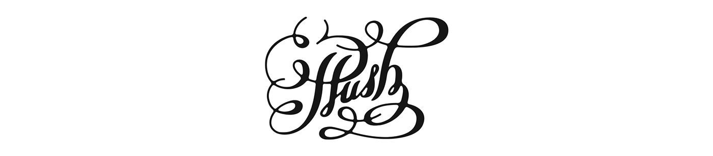 Plush champagne script design logo illustration lettering type design.