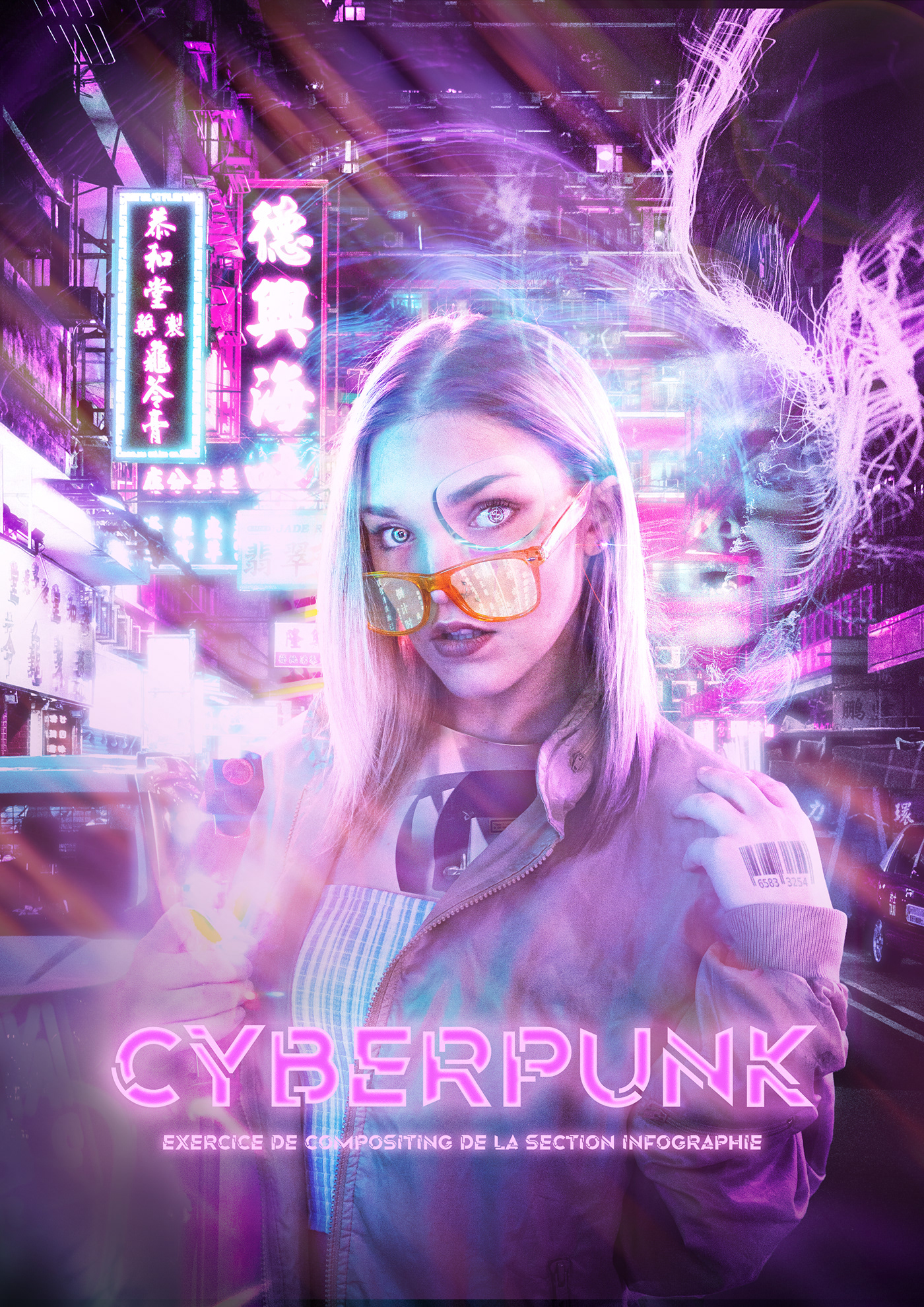 compositing Cyberpunk dystopie futur robotique