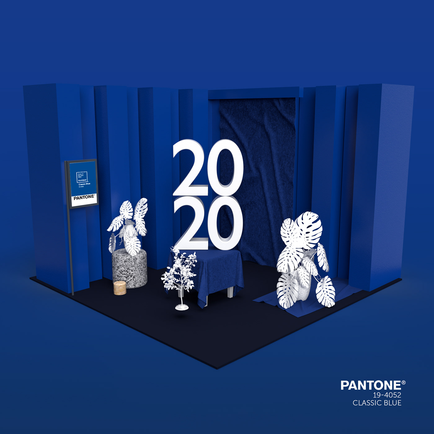 pantone pantone 2020 . dimension . adobe dimension . classic blue .