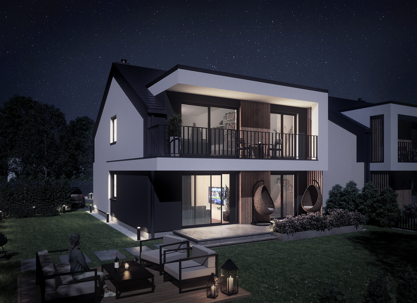 3D rendering visualization architecture estate house housing modern stoform corona