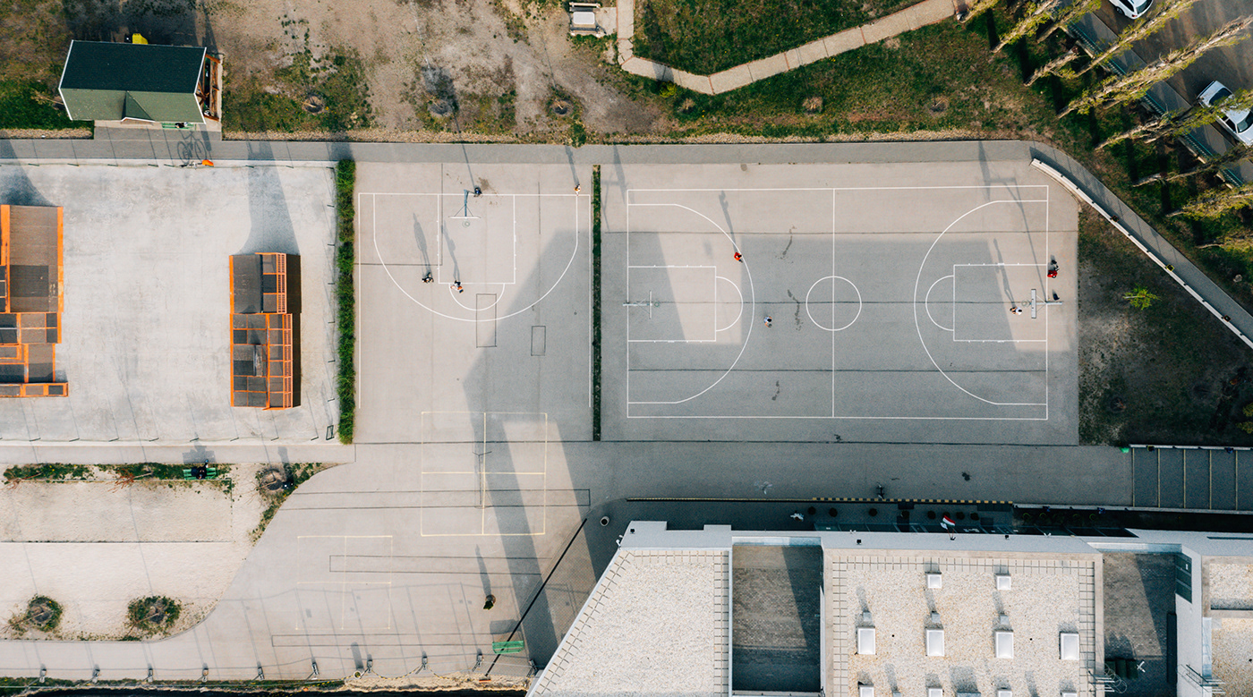drone Aerial basketball sport above DJI art direction  hungary