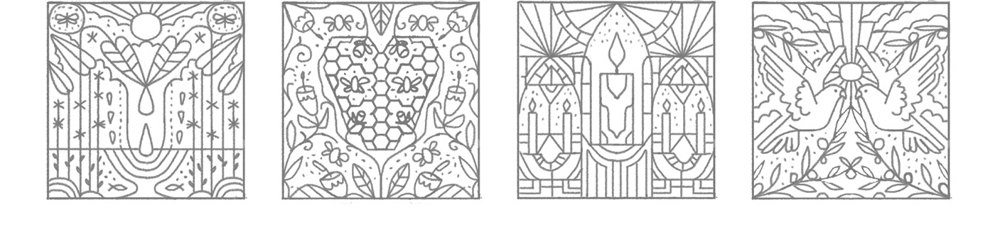 animals foliage geometric ILLUSTRATION  linework monoline pattern symbolism symmetry vector