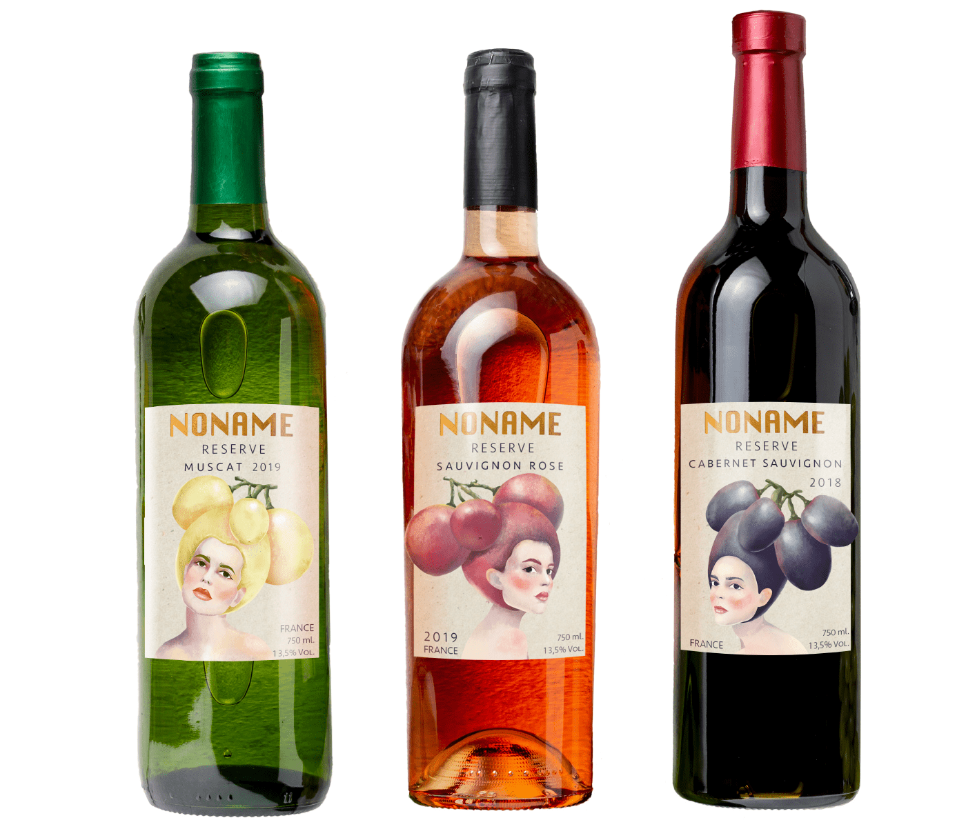 art brand branding  design ILLUSTRATION  Label Packaging Vini wine girl