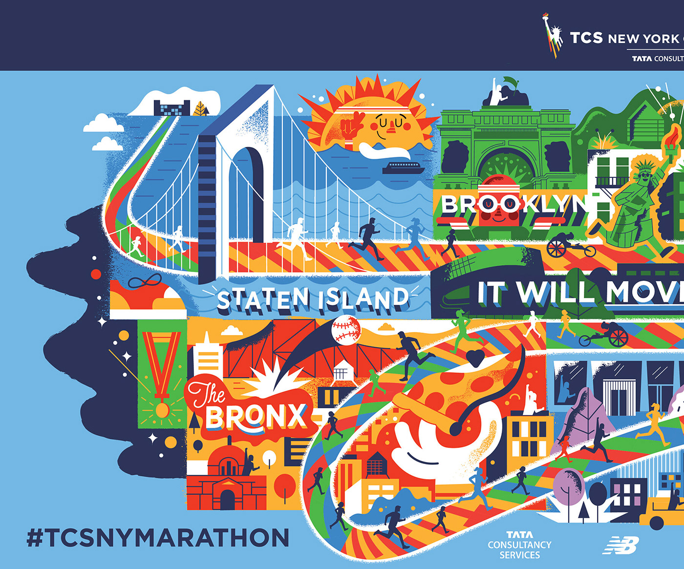 New York nyc Marathon athletic run music city Landmarks statue of liberty Handlettering