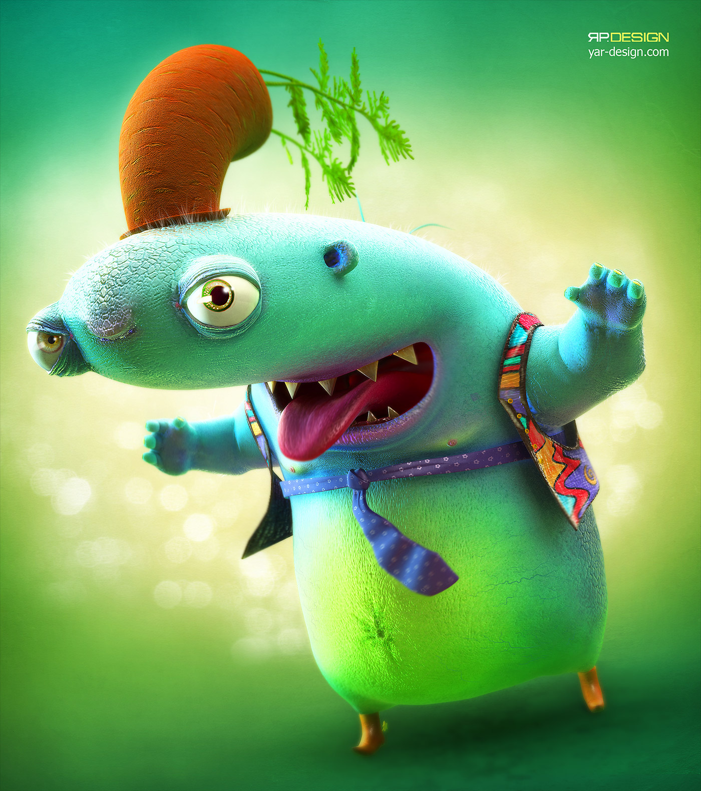 3D Character strange funny green design art Zbrush Sculpt wacom