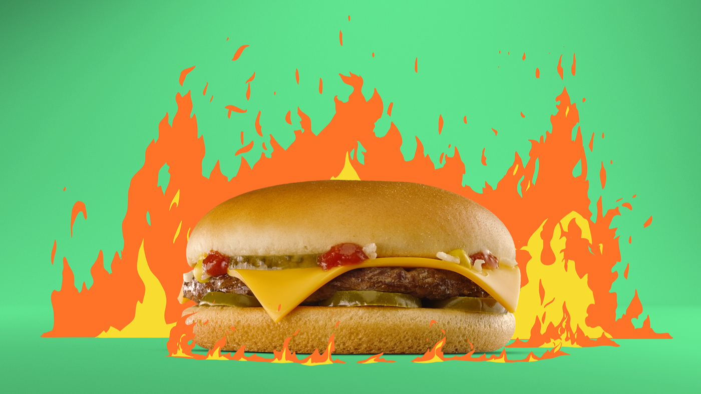 Nerdo cel 2D 2D FX 2dfx smoke fire burger Food  Type in Motion Kinetic Type type lettering mcdonald's McDonalds