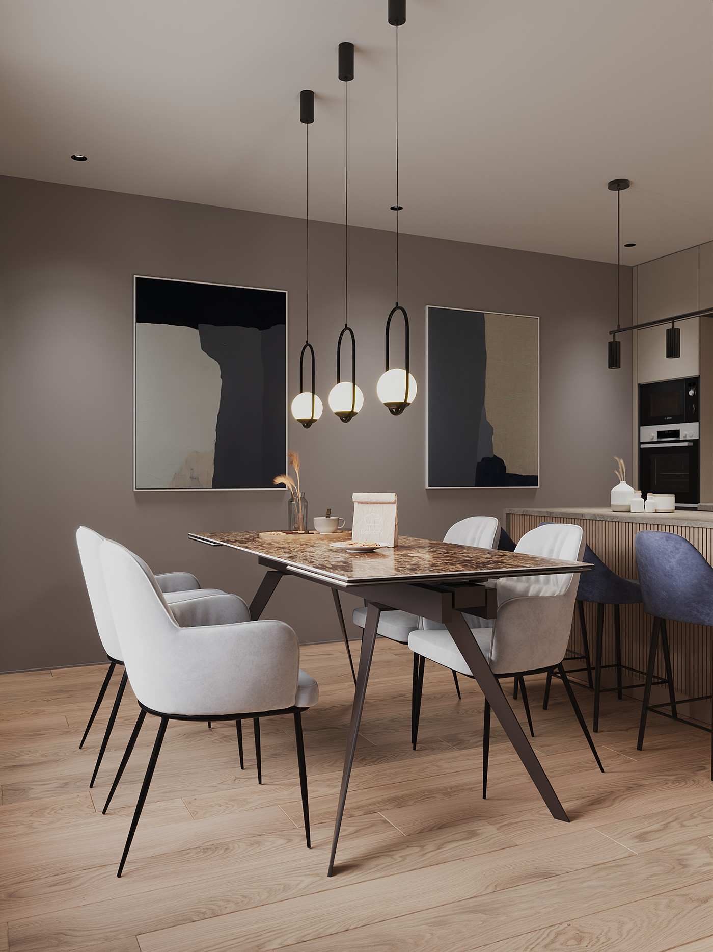 3ds max visualization Render 3D CGI Interior kitchen living room