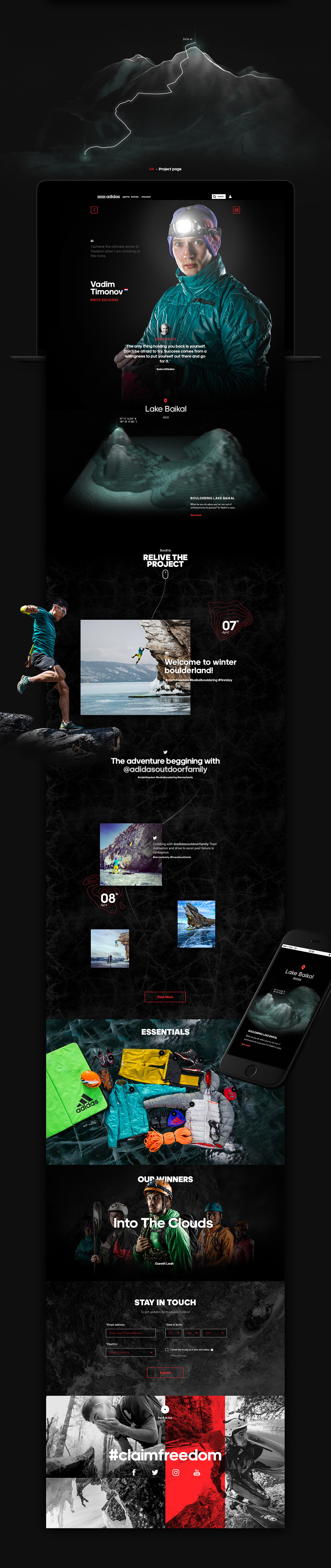 adidas ux webgl navigation sports campaign digitale Mockup Website UI