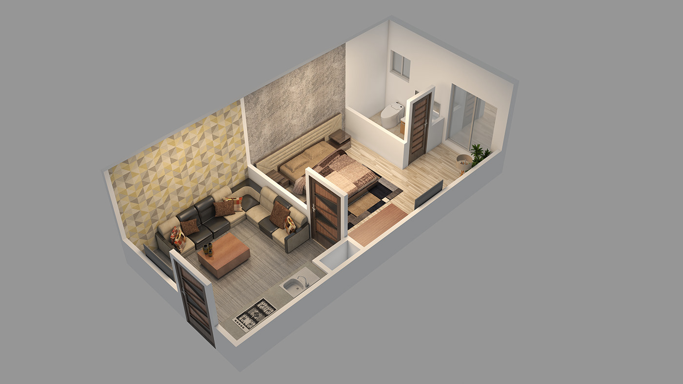 architecture Isometric 3D modern 3ds max Render vray interior design  visualization archviz