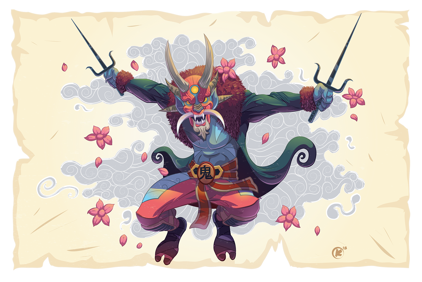 oni demon japanese vector vectorart fantasy samurai fantasyart Supernatural asian japan