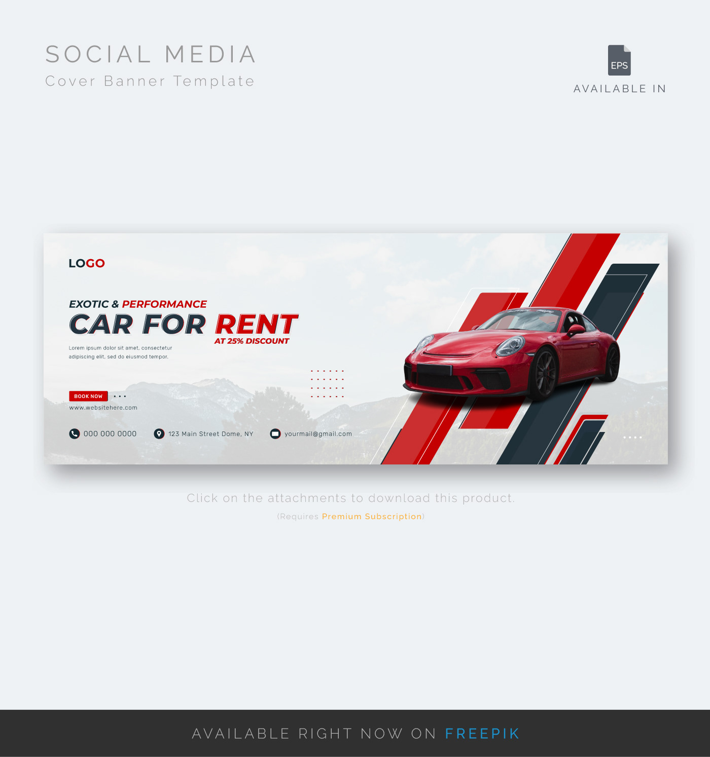 abstract banner car cover facebook marketing   Promotional red social media template