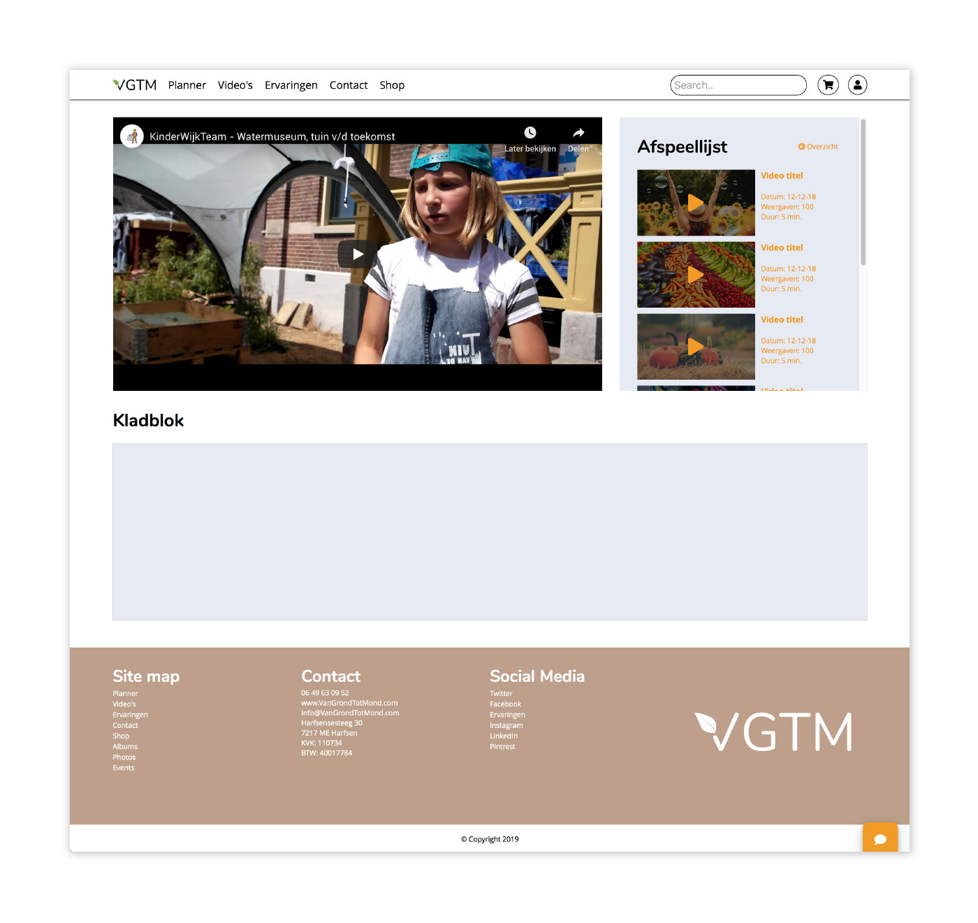 Van grond tot mond VGTM Website design xD Adobe XD Webdesign