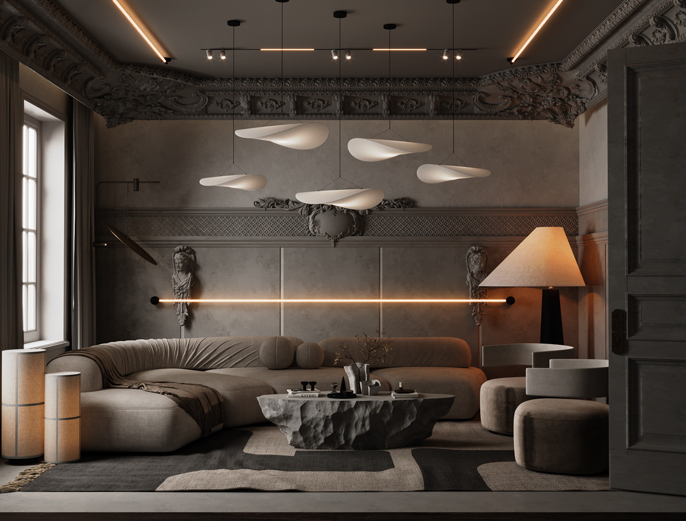 Interior interior design  visualization Render 3ds max corona living room modern architecture CGI