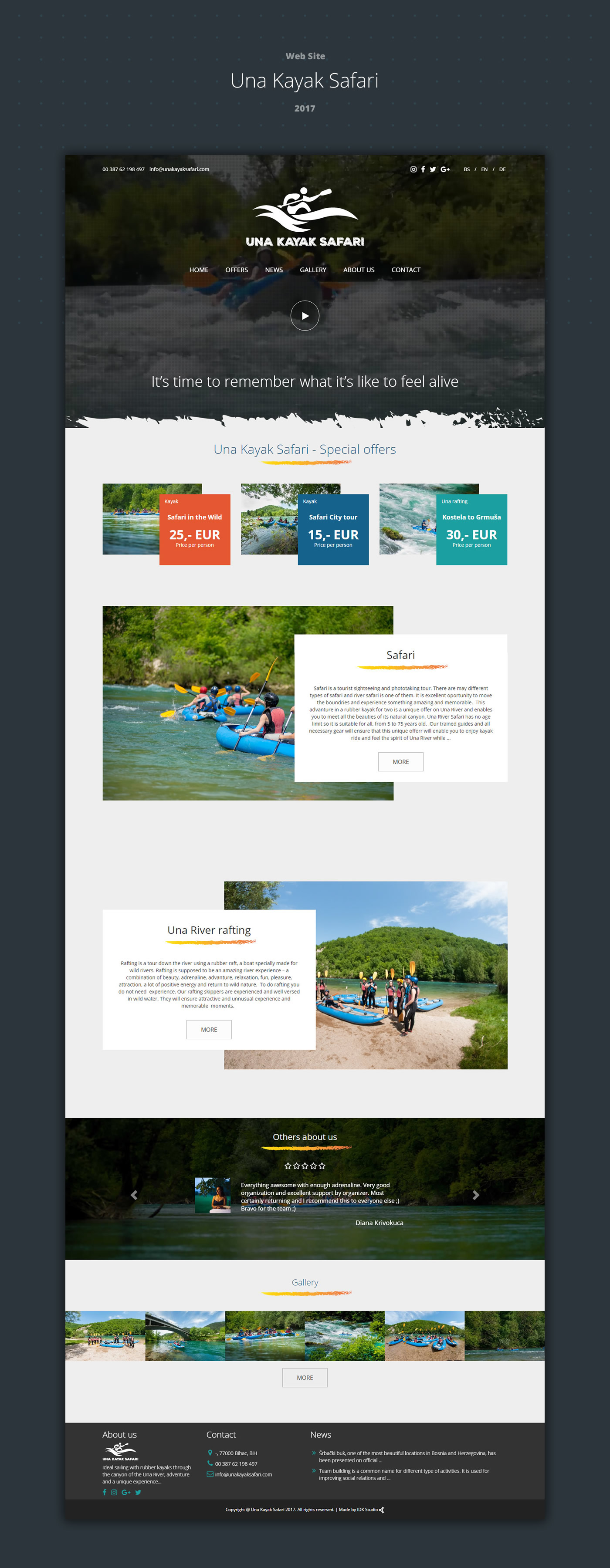 web site design ux/ui river kayak safari Nature