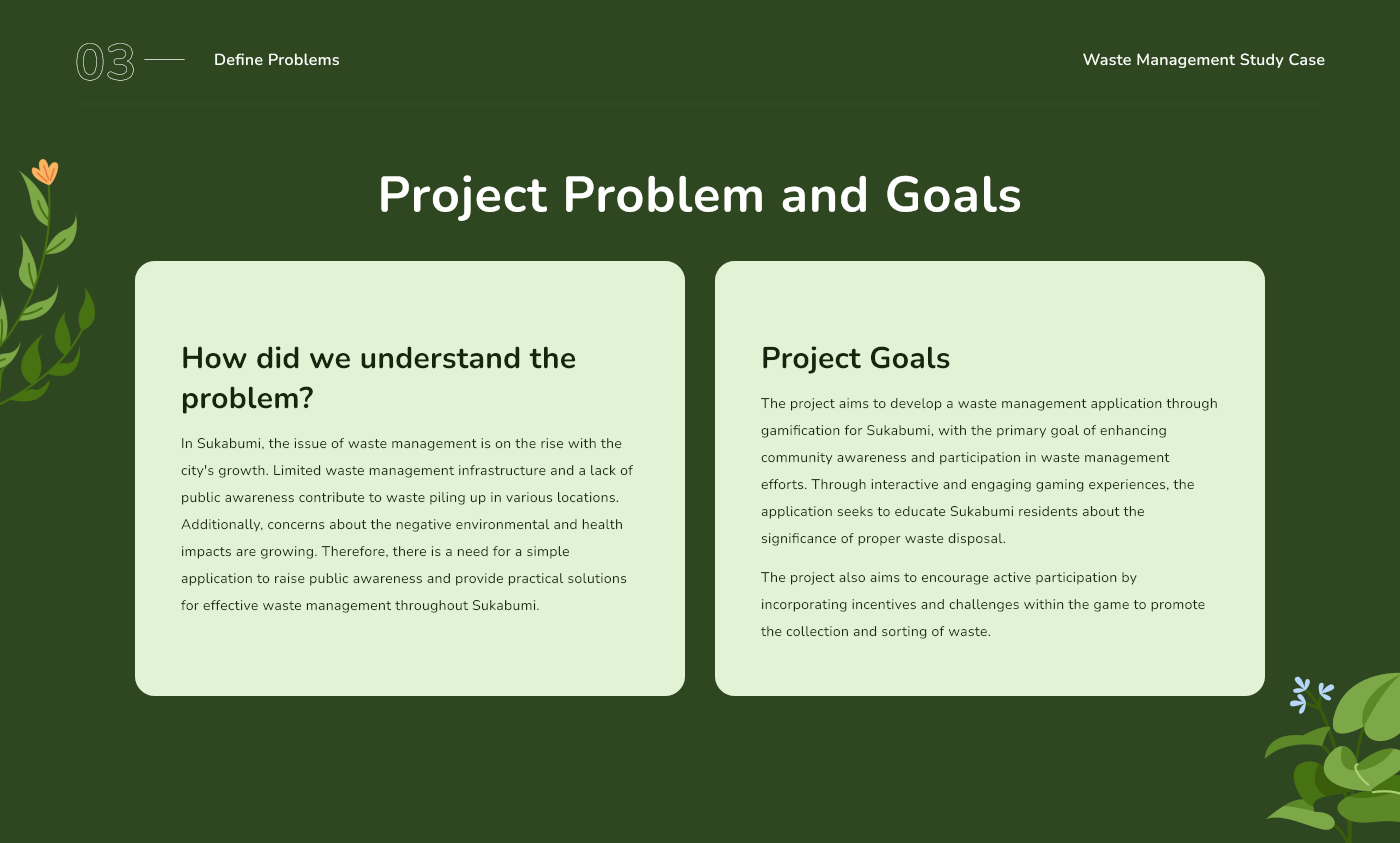 Problem statement of the project and project goals.