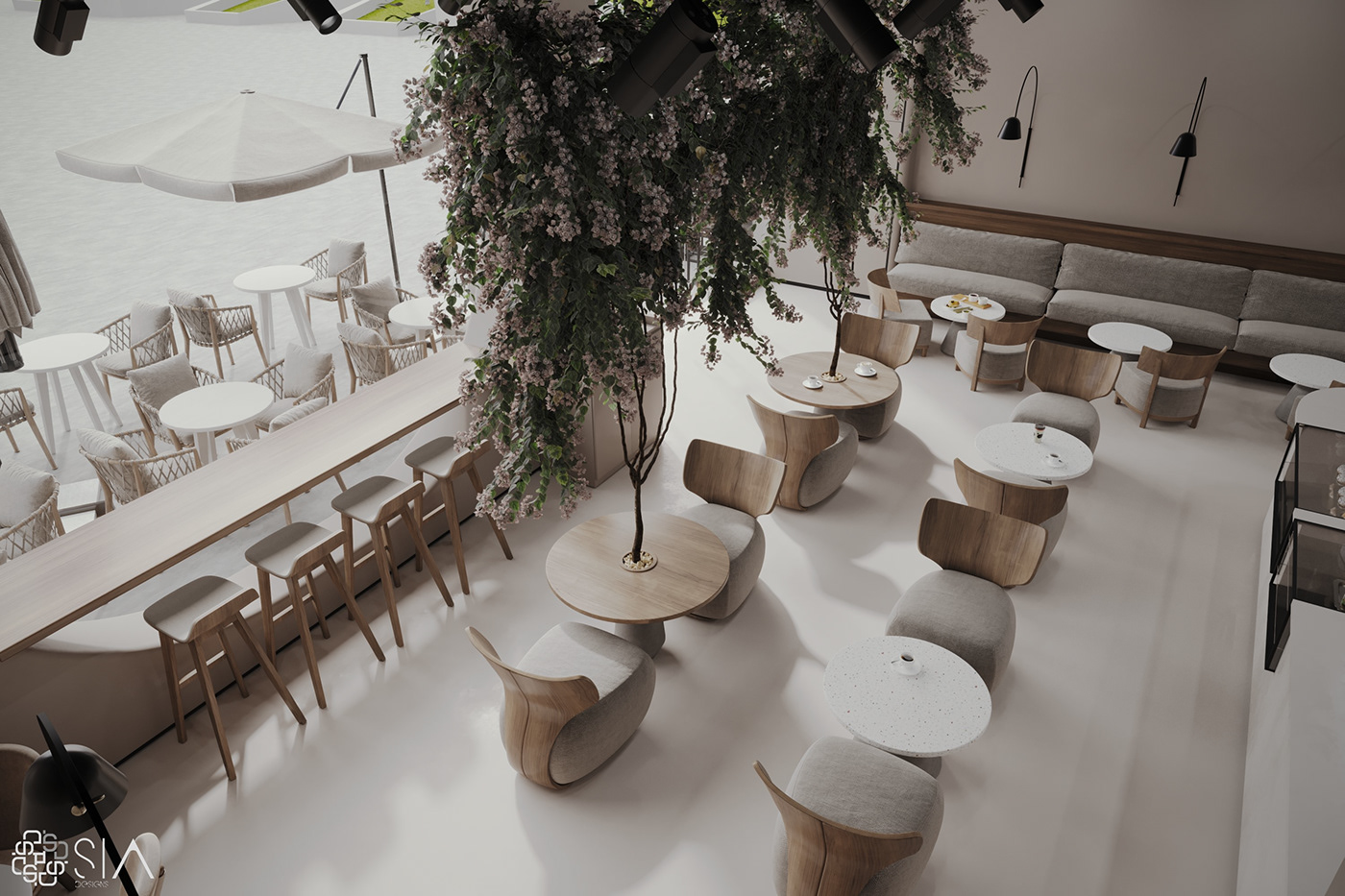 cafe interior design  modern visualization corona coffee shop Brand Design