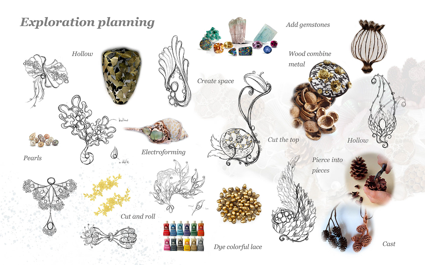 jewelry material design brooch silver Jewelry Design  Fashion  organic Nature