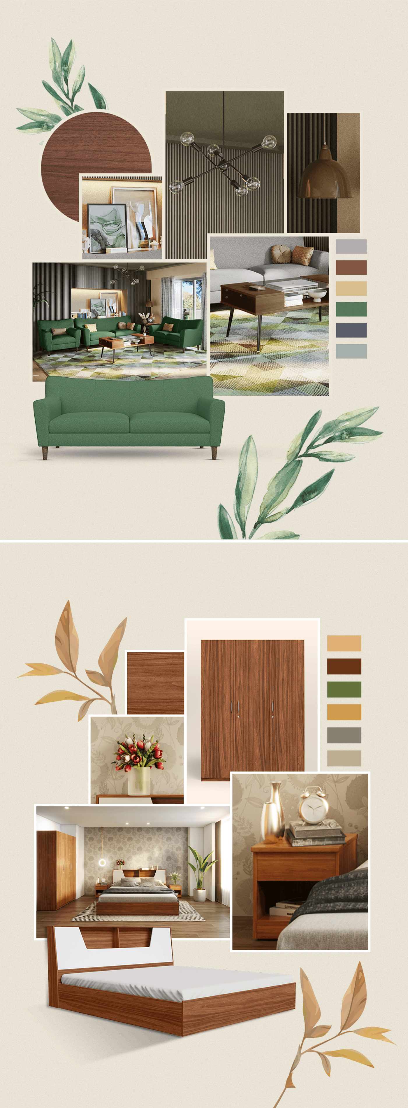 graphic design  moodboard Instagram Post Social Media Design interior design  bed sofa bedroom design