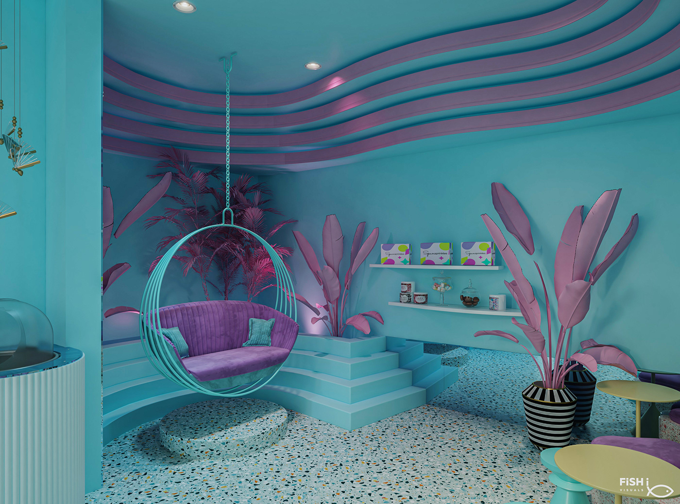 architecture brand Candy design fantasy Interior modern Render vislauzation visual identity