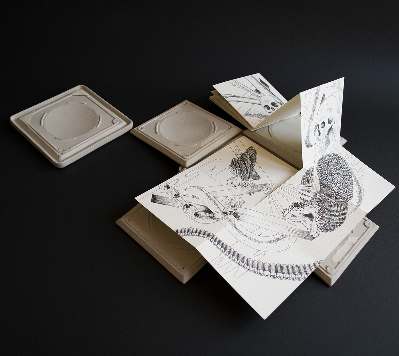 Caja pandora Guerra ilustracion dibujo ceramica ceramic libro de artista
