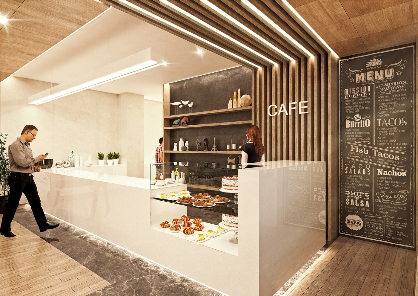 cafe restaurant hospital Render 3ds max architecture archviz interior design  vray visualization