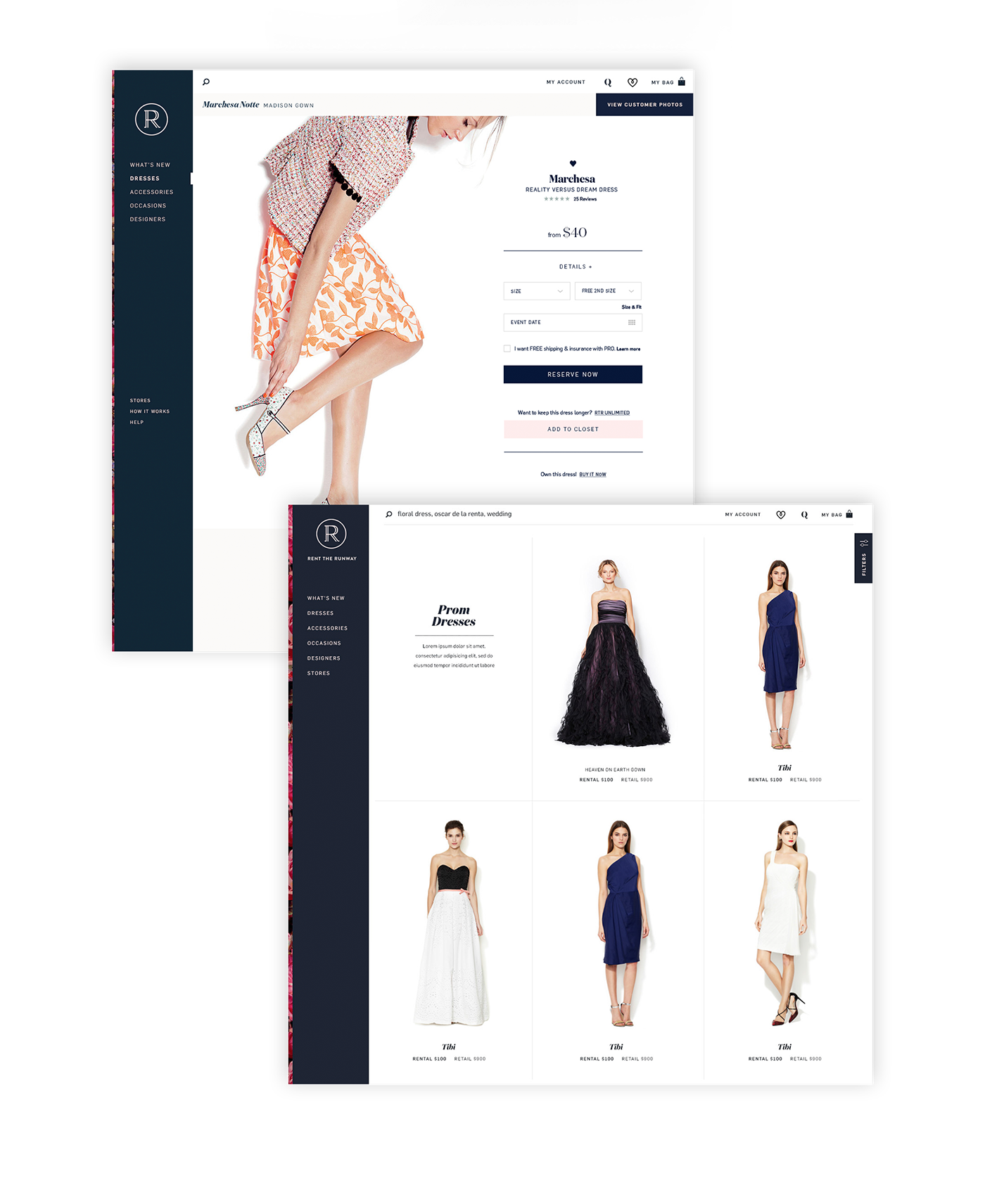 redesign homepage Product Page grid apparel e-commerce left nav