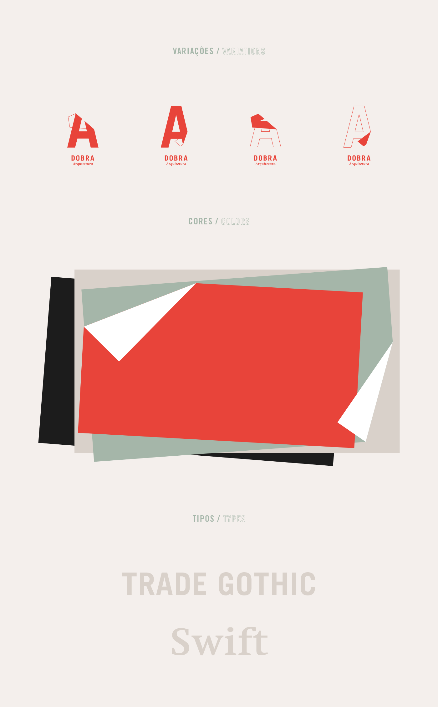 stationary architecture visual identity logo flat fold modern marca papelaria red
