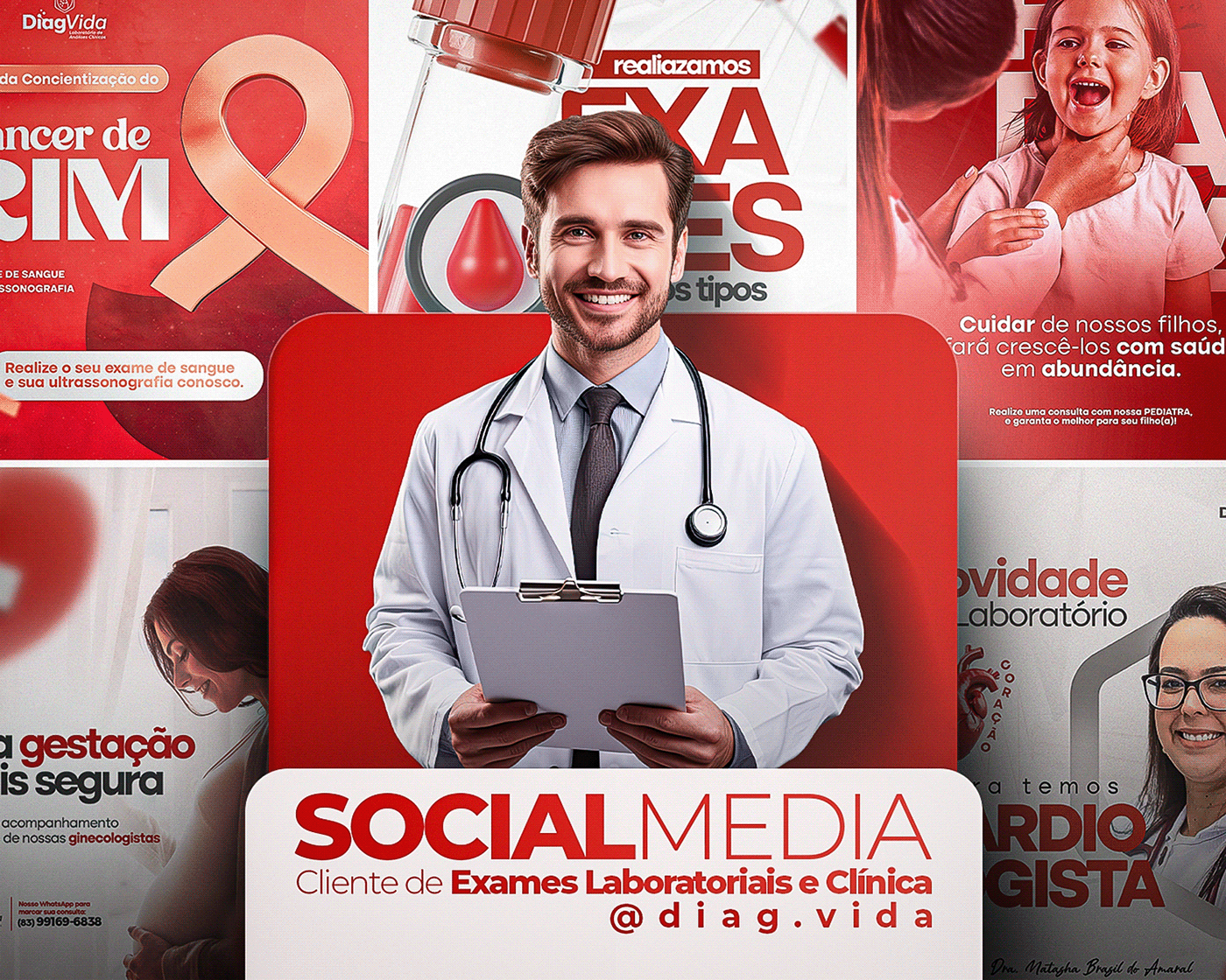 clinic clinica laboratorio medico social media clínica clinica médica saúde Social media post design exames médicos