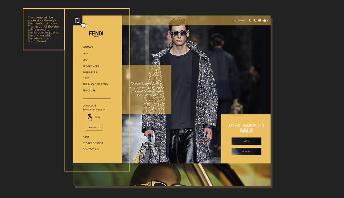 fendi redesign site Website fendi roma Rome ui design UX design