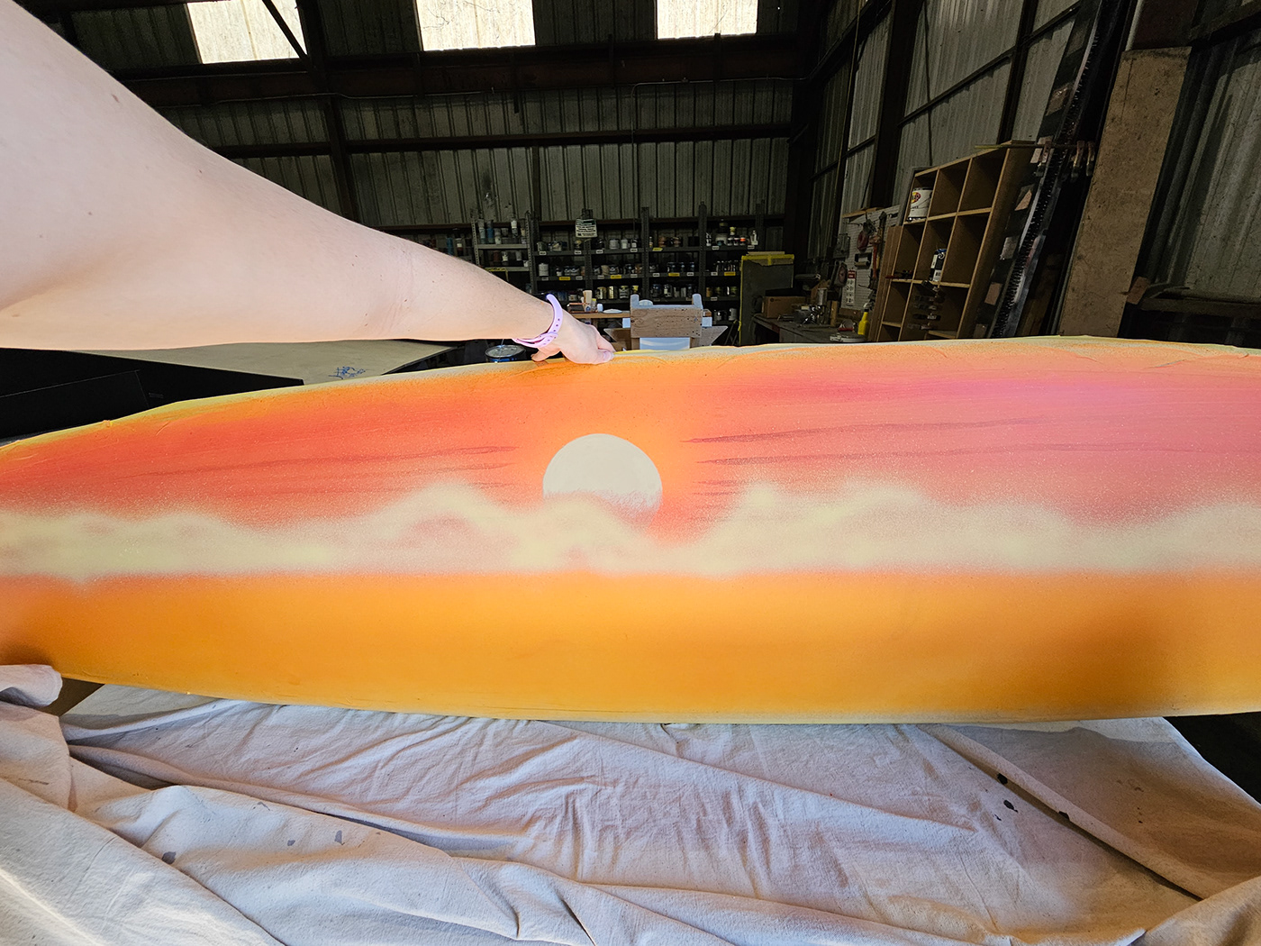 Hand Painted surfboard Custom commission vw bus vw bus illustration Ocean sunset Nature Landscape