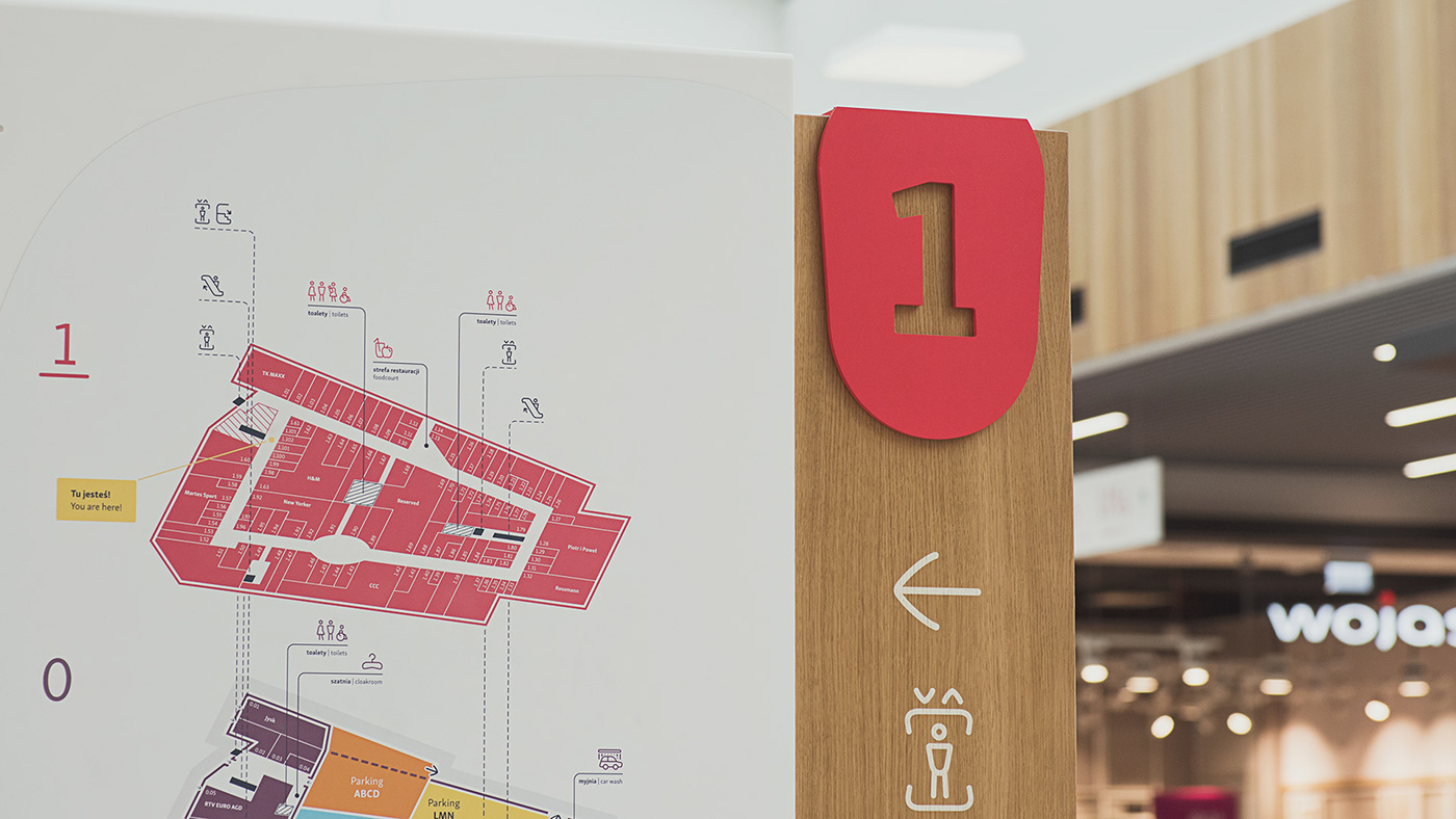 wayfinding Signage environmental icons pictograms Wall Graphics Geometrical colorfull minimal wood