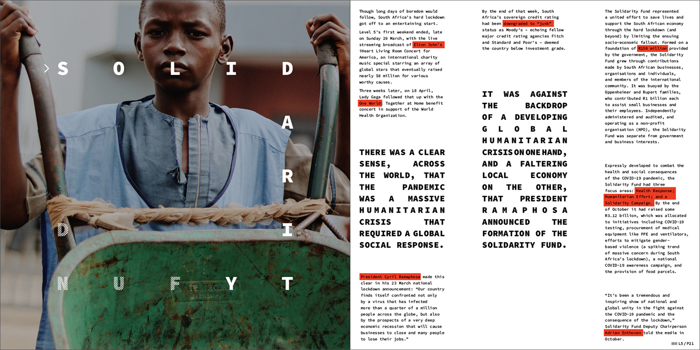 book design COVid Discovery Ltd Layout Design page layout pandemic print Roering Creative Kin RCK south africa typography  