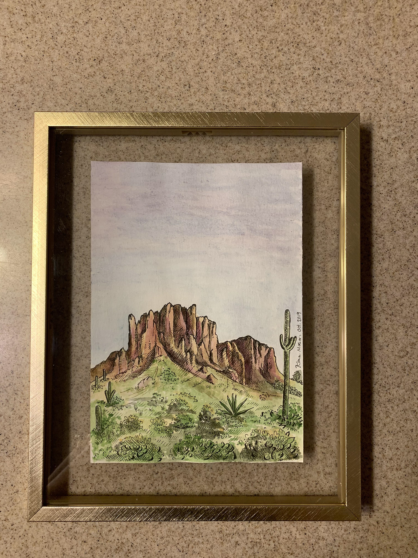 desert Landscape micron pen watercolor