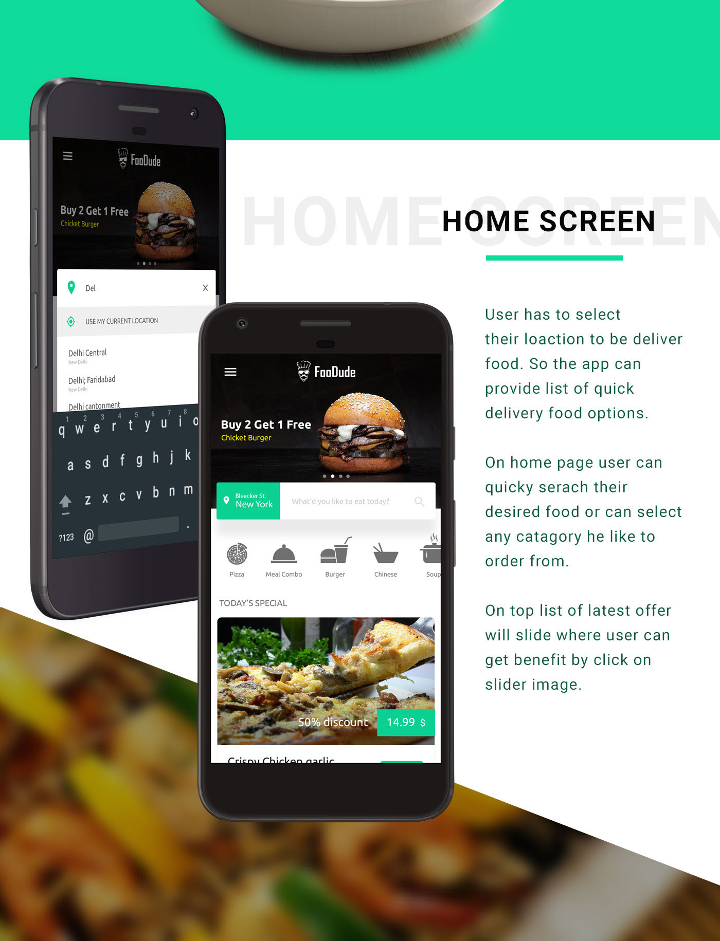 android Android App delivery ui kit flat Food 