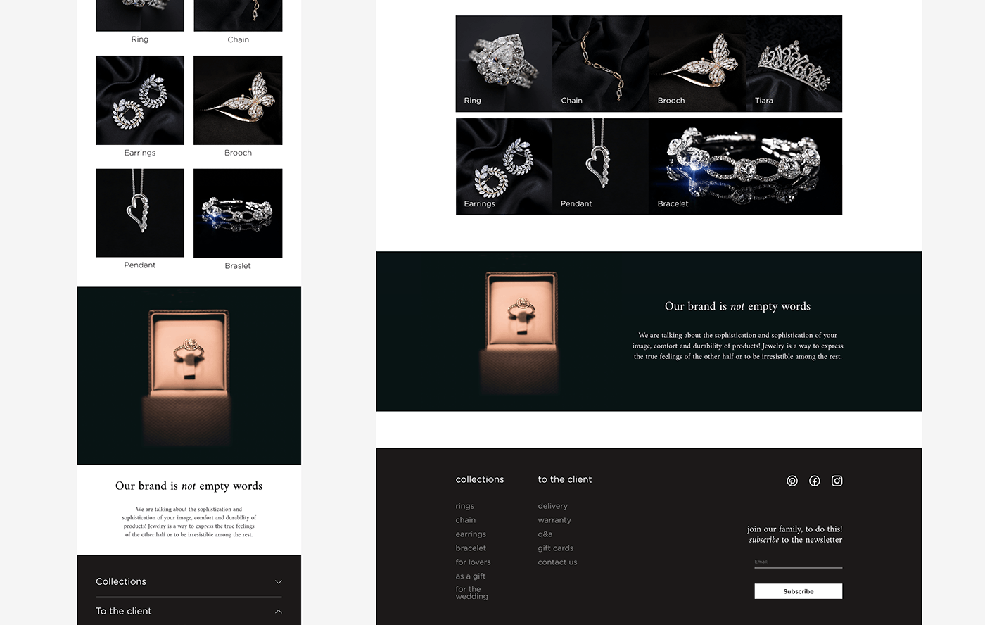 jewelry design Website online store diamond  Diamond jewellery  Jewelry Design  украшения интернет-магазин веб-дизайн