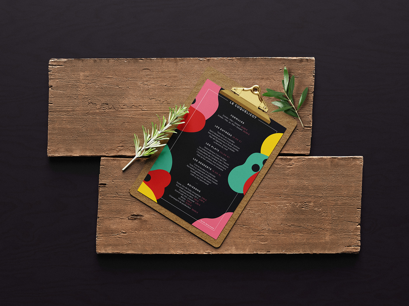 branding  restaurant business card colorful identity menu