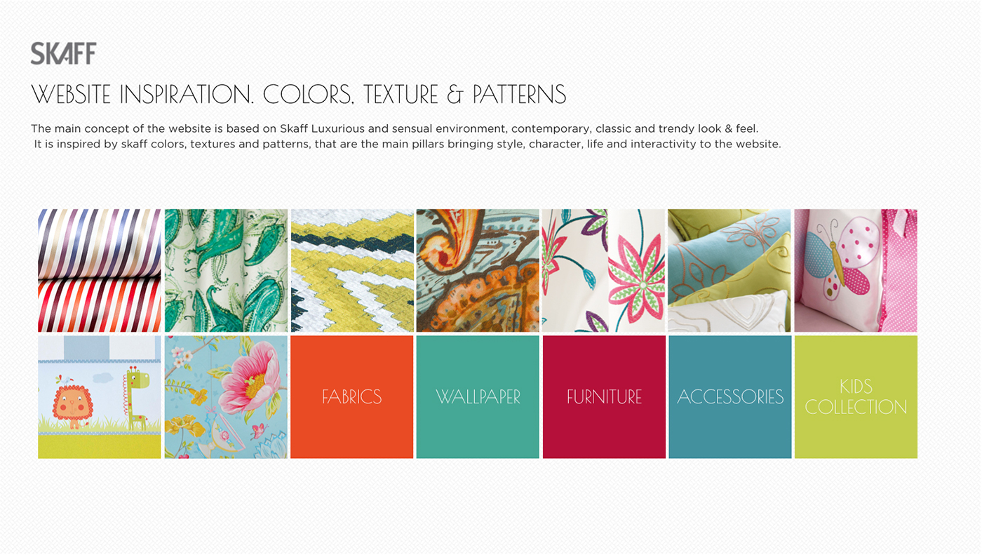 Website design furniture textile pattern colors mobile iPad Responsive ux UI #madethis  #Colossal