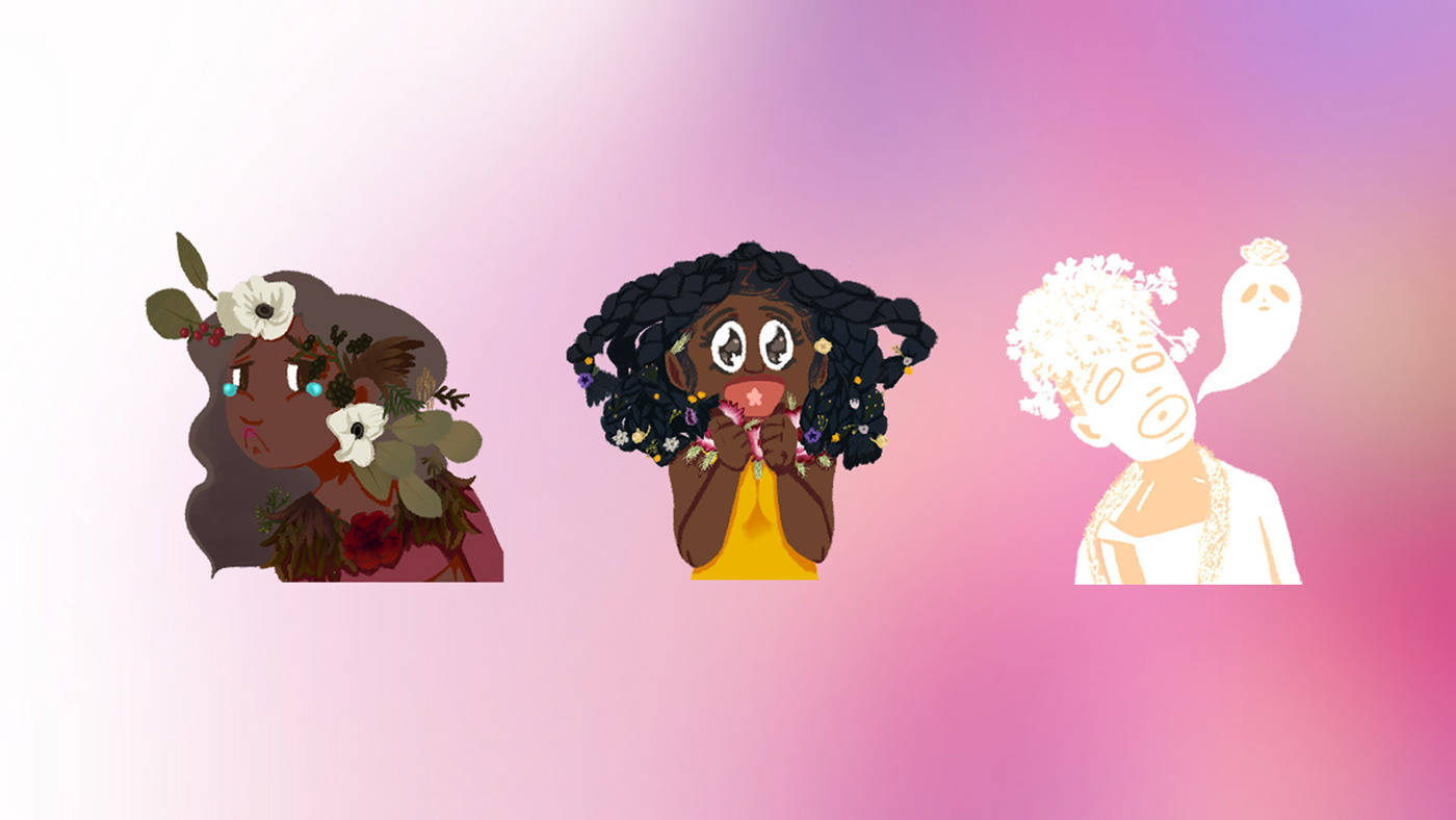Flowers icons stickers Emoji Black Girls black history month Black women line app  LINE stickers