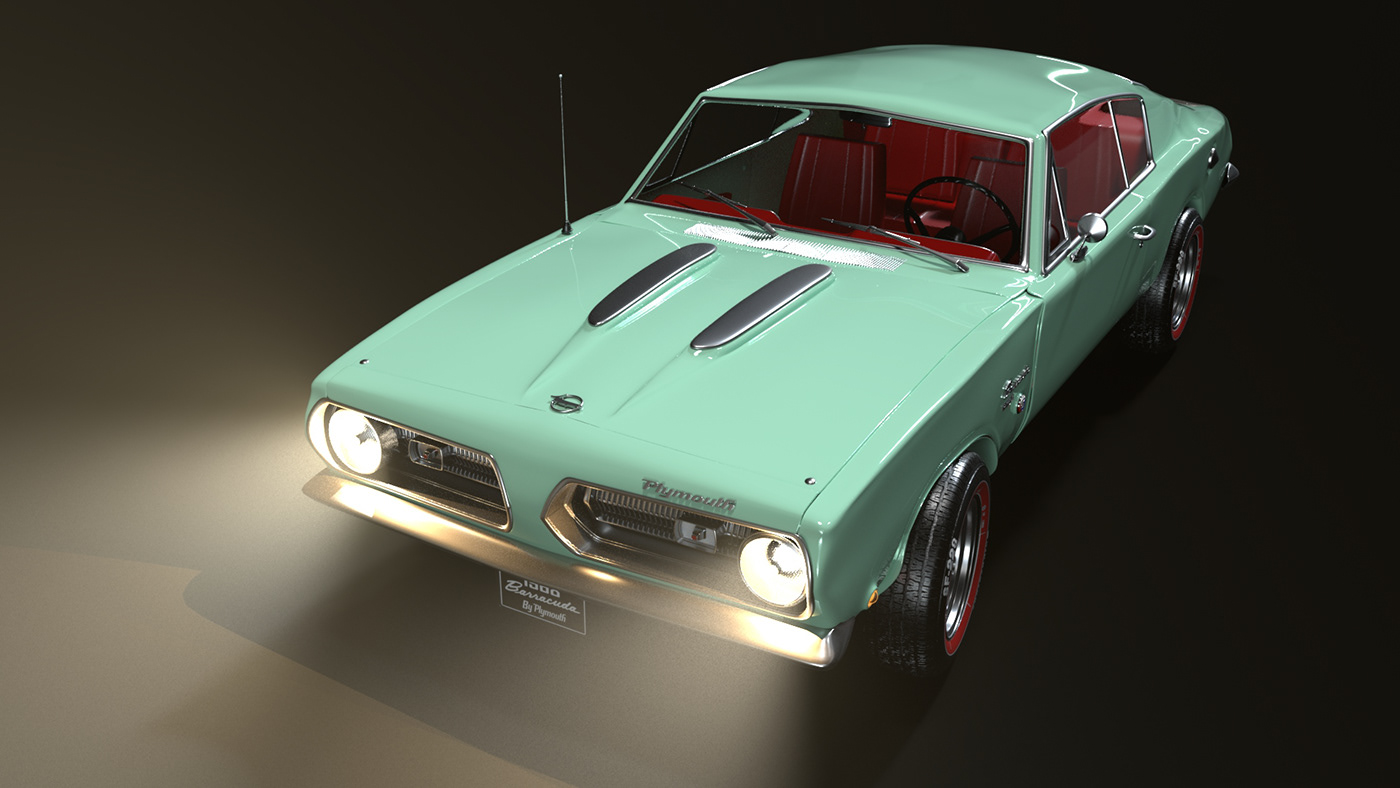 3D 60s car HardSurface Maya modeling Plymouth Render vintage Zbrush