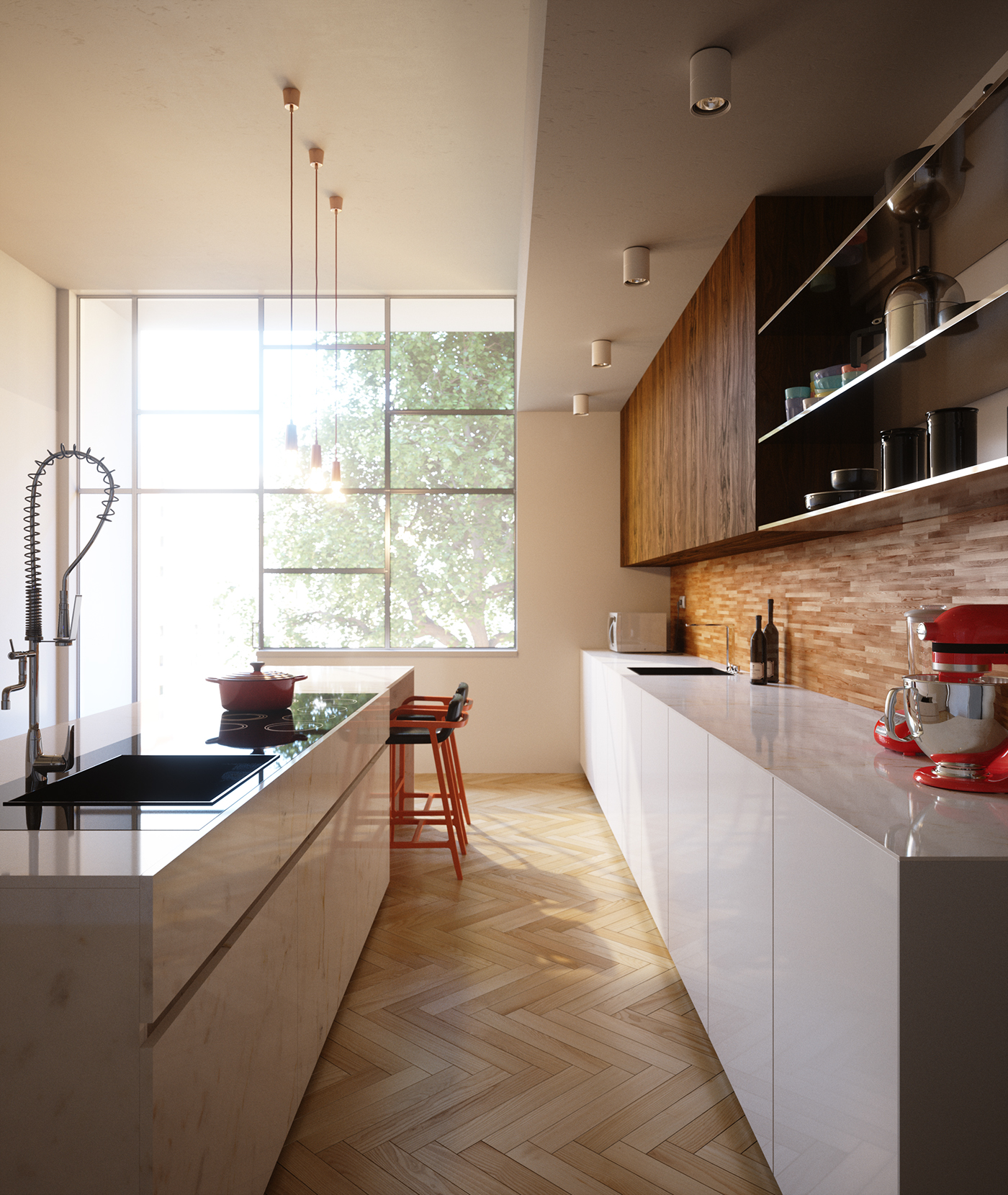 arte digital 3dsmax photoshop architecture Interior Render cozinha minimalismo