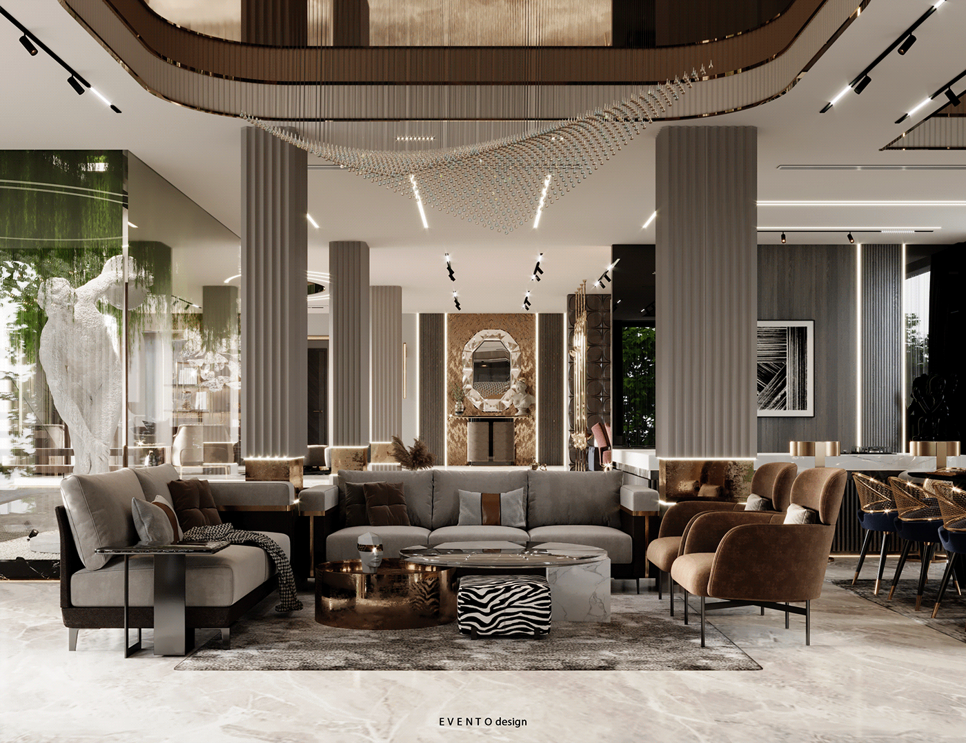 reception interior design  architecture modern visualization corona Render 3ds max vray contemporary design