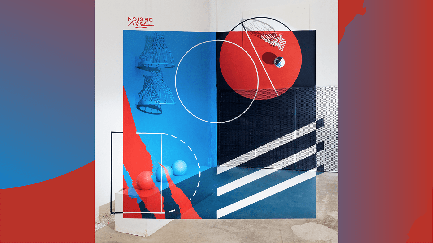 abstract adidas anamorphic anamorphicart ArtPLay basketball Basketballcourt courtmural Graffiti Streetball