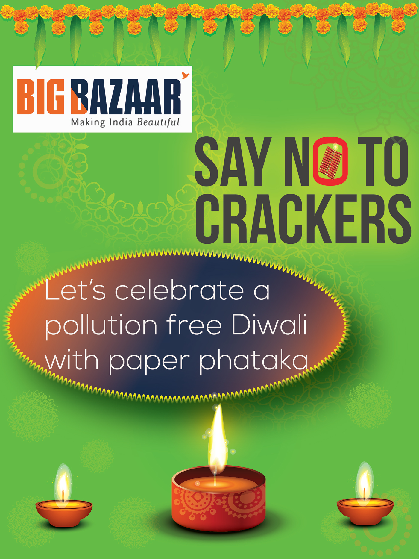 Advertising  banner poster Display print Big Bazaar Diwali photoshop MAAC graphic design 
