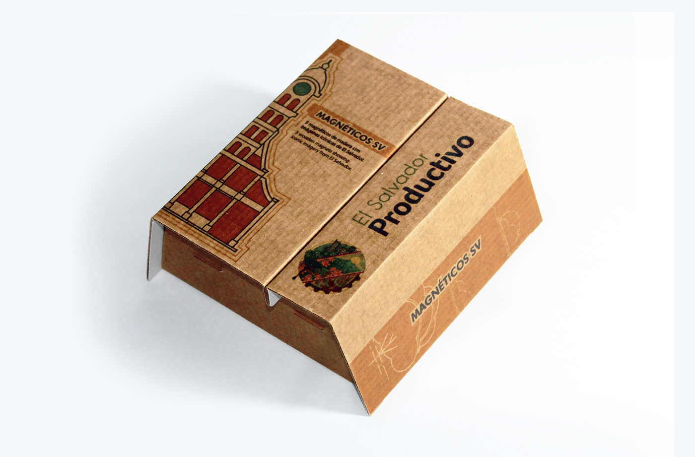 Packaging ilustration product souvenir plywood engraving architecture folding cardboard craft