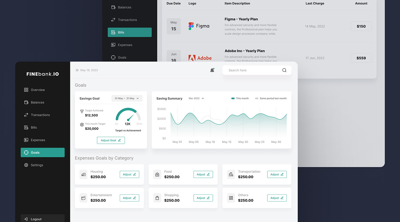 dashboard ui design financial crypto time investing financial app finance management SAAS
