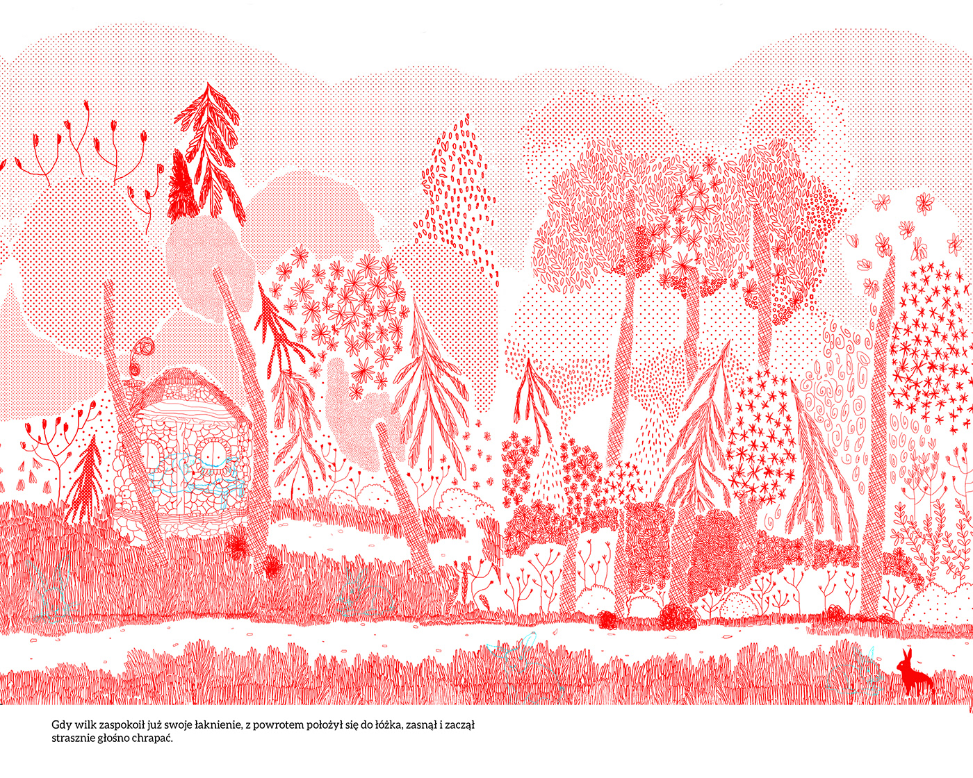 fairy tale baśń kapturek grafika wycinanka cutting forest red childrens book dla dzieci